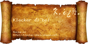 Klecker Ábel névjegykártya