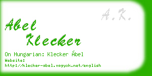 abel klecker business card